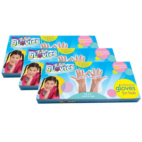 Glovies Disposable Gloves, Plastic, One Size, 150 PK, Clear LX002B50
